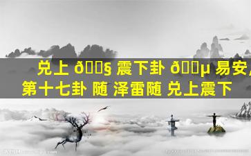 兑上 🐧 震下卦 🐵 易安,第十七卦 随 泽雷随 兑上震下